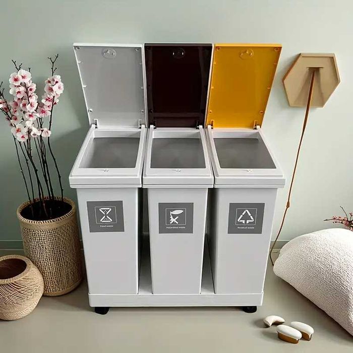 Caixote Separador Lixo Reciclagem Lixeira com Rodas - NOVO