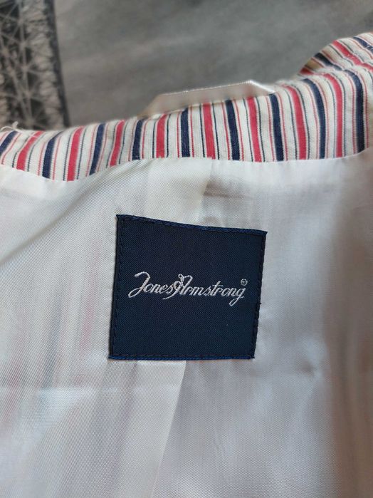 letnia marynarska elegancka jasna marynarka retro w paski navy naval