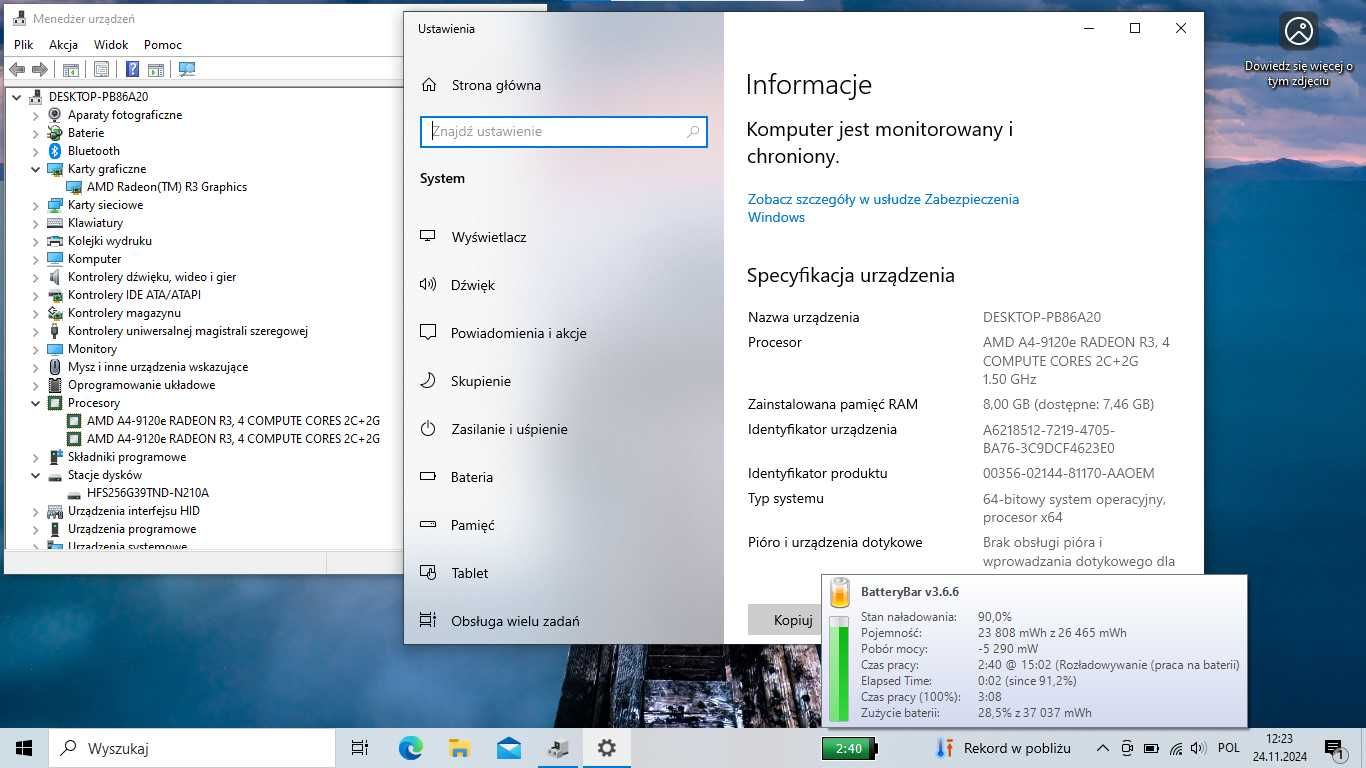 Acer Aspire 3 A314 14", AMD A4-9120E, 8GB RAM, SSD 128 GB, AMD R3