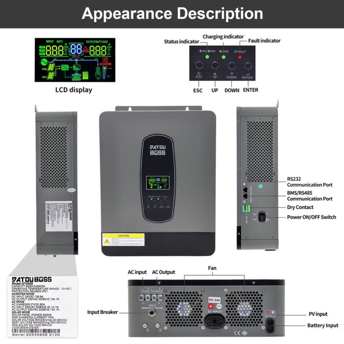 Інвертор Datou Boss 3KW WIFI 3кВт 24В найновіша модель супер якість