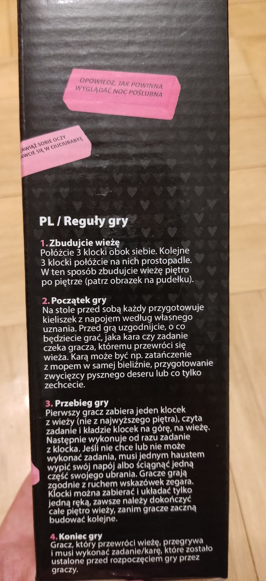 Wieża zmysłowa gra dla dorosłych Jenga drewniana różowa