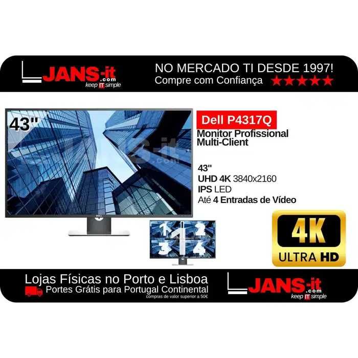 Monitor Dell P4317Q - Multi-Client 43" UltraHD 4K 3840x2160 IPS LED