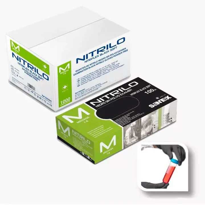 Luvas Nitrilo Descartáveis Azul ou Preto 3.5 g - cx100 Luvas