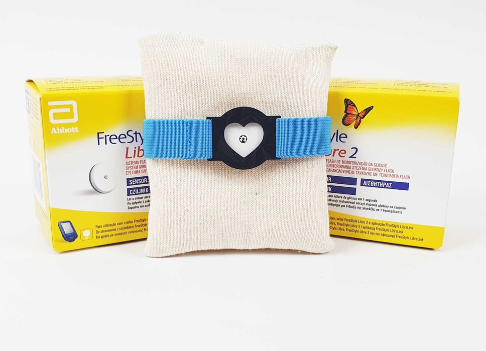 Opaska ochronna na sensor FreeStyle Libre 2 Serduszko Niebieskie
