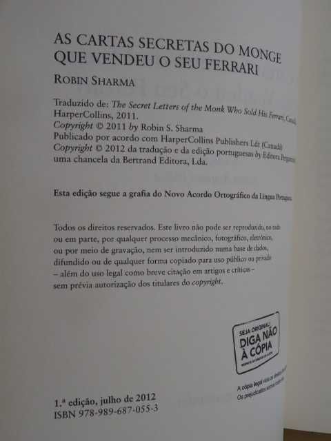 As Cartas Secretas do Monge que Vendeu o Seu Ferrari de Robin Sharma