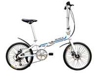 Легкий складной велосипед МАКЕ 20", алюминиевая рама 17" бело голубой