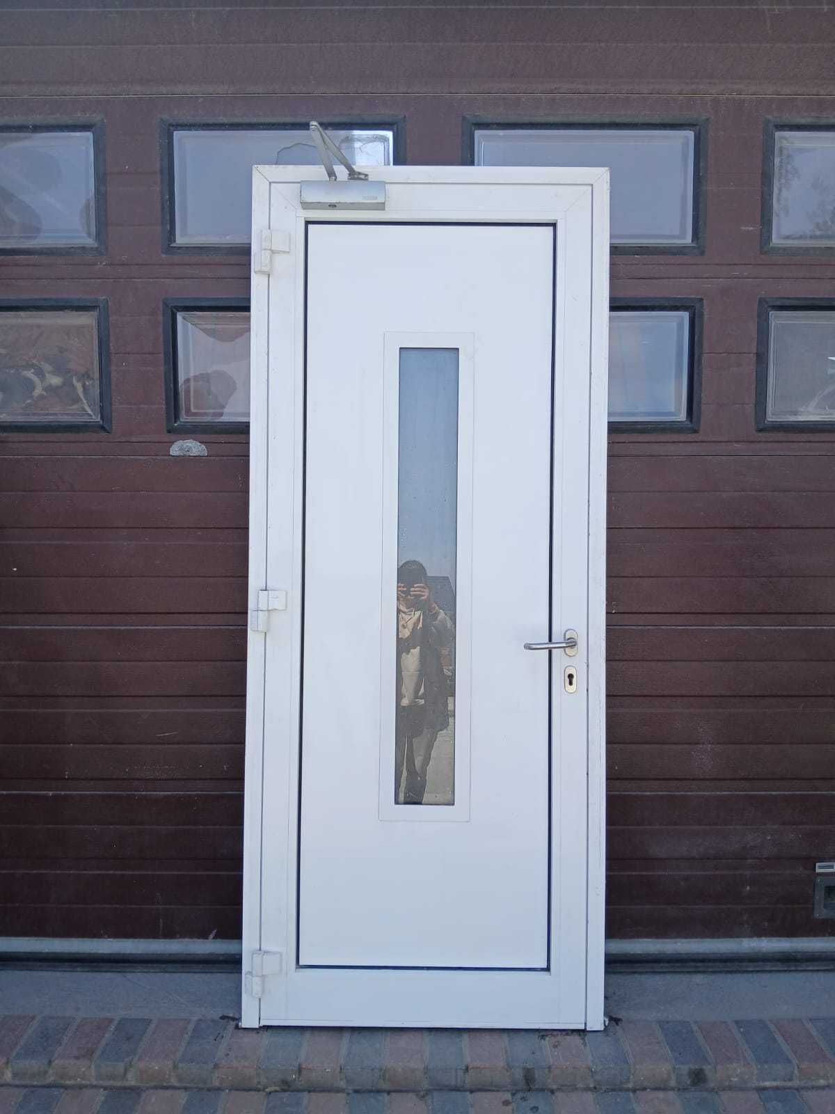 Drzwi zewnętrzne aluminiowe z szybą ornamentową 98x235 DOWÓZ CAŁY KRAJ