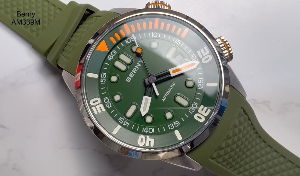 Годинник Berny 42мм AM339M зелений