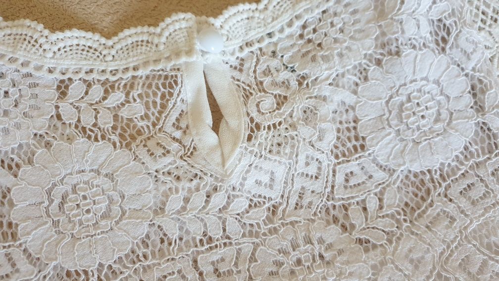 Нарядная ажурная белая блузка, размер 146-152