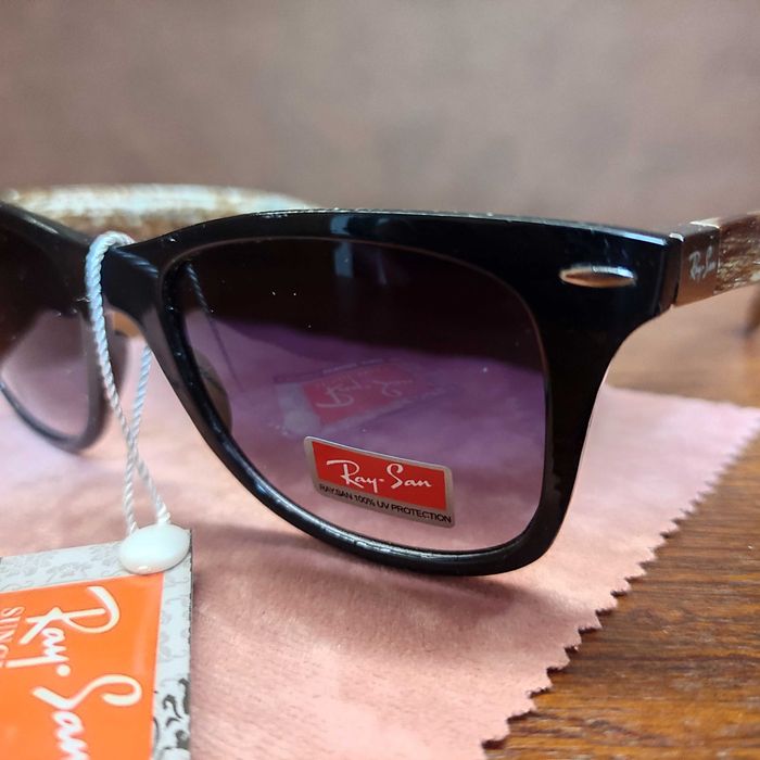 Сонцезахисні окуляри RaiSun класичної форми wayfarer, дужки під дерево