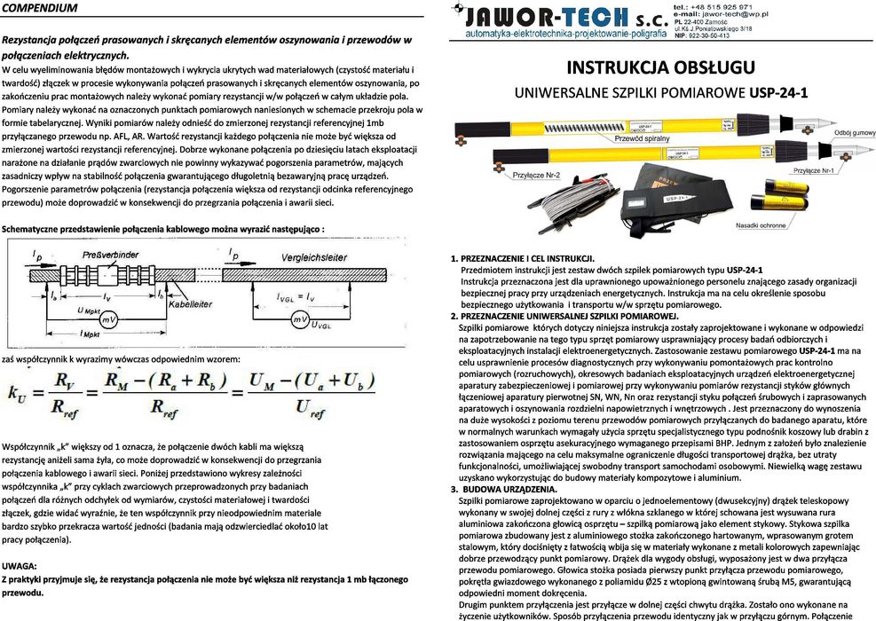 Zestaw szpilek pomiarowych USP-24-1. Sprzęt dla zawodowców.
