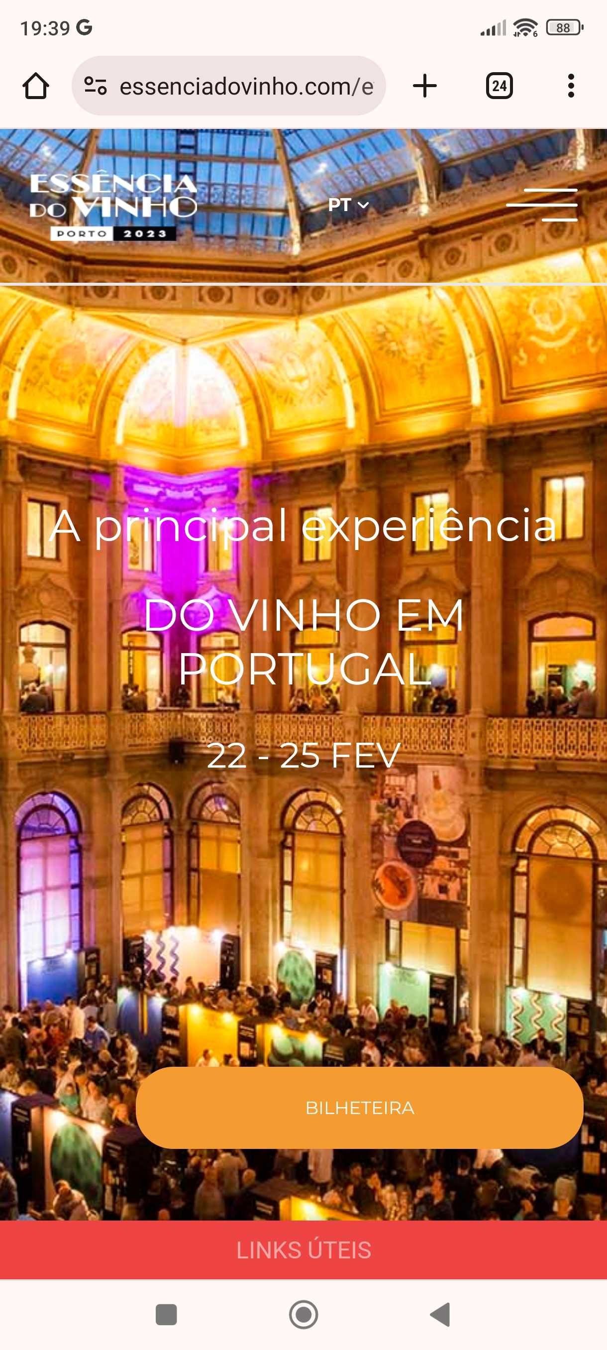 Entrada essência do vinho exposição de vinhos dia 23