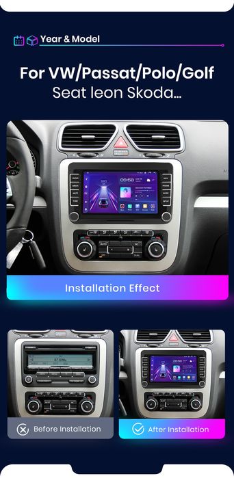 Rádio Android Volkswagen Seat Skoda CARPLAY WIFI GPS BT Canbus NOVO