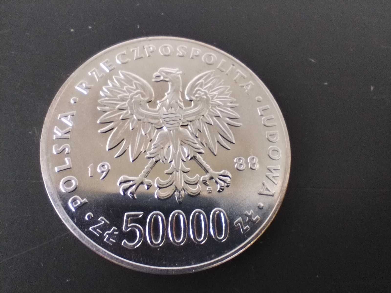 Moneta 50000 srebrna Józef Piłsudski z 1988