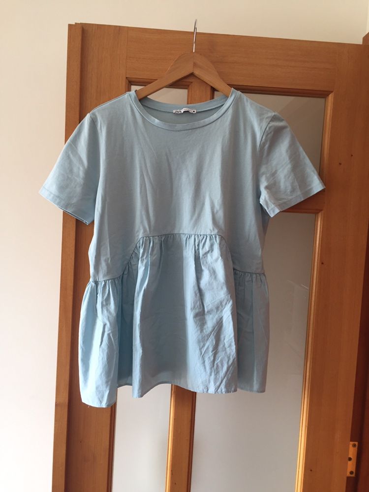 T-shirt azul bebé folho Zara S