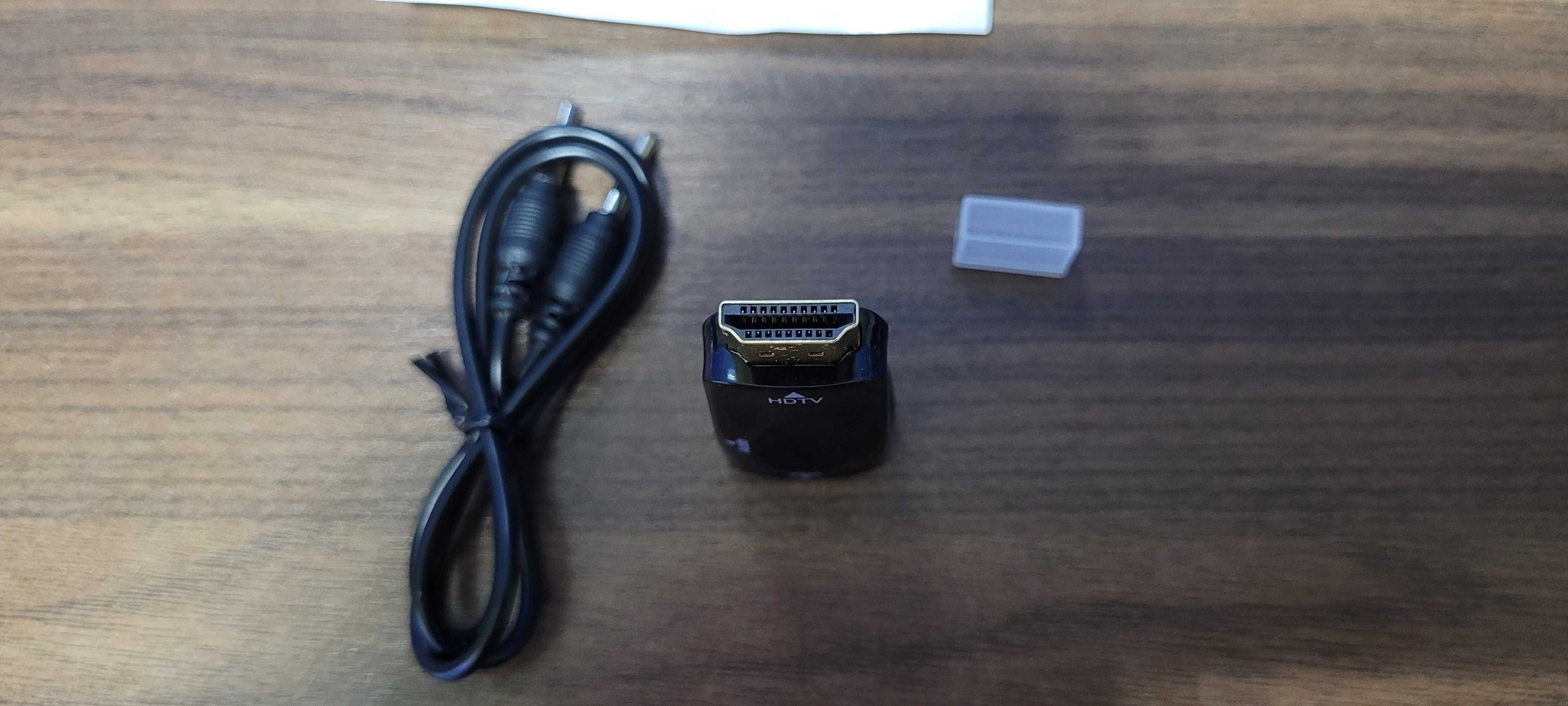 Konwerter adapter z hdmi na vga d-sub, dźwięk mini jack.
