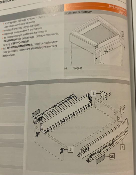 BLUM Szuflada pod piekarnik 400 mm, biała