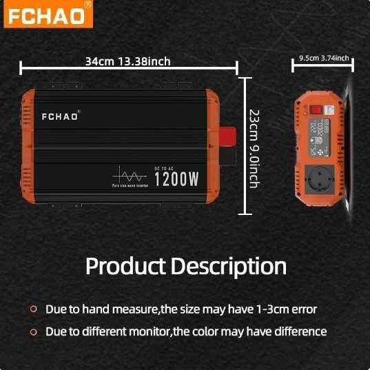 Інвертор FCHAO PSC-1200W чиста синусоїда 12В-220В