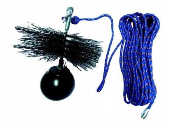 ZESTAW DO CZYSZCZENIA KOMINA wycior 200mm + kula 2,5kg + lina 15m