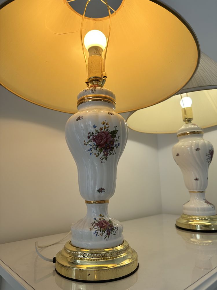 Porcelanowa lampa stołowa 2szt vintage PRL