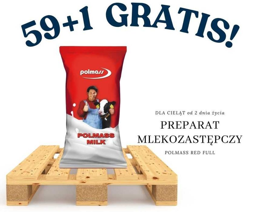 Mleko dla cieląt Polmass 59+GRATIS Transport GRATIS na całą Polskę