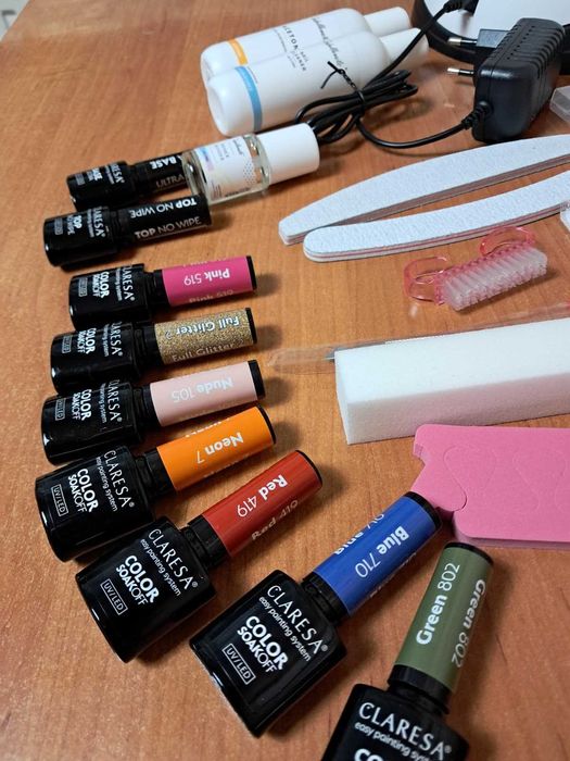 Mega Zestaw Do Paznokci Manicure Hybrydy Lampa UV Frezarka 7x Lakier