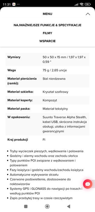 Zegarek sportowy Suununto Traverse Alpha