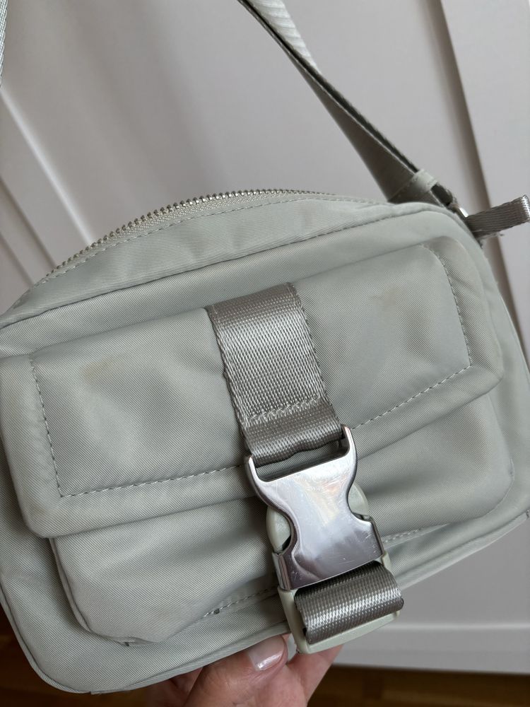 H&M Torebka miętowa na ramię camera bag z szerokim paskiem