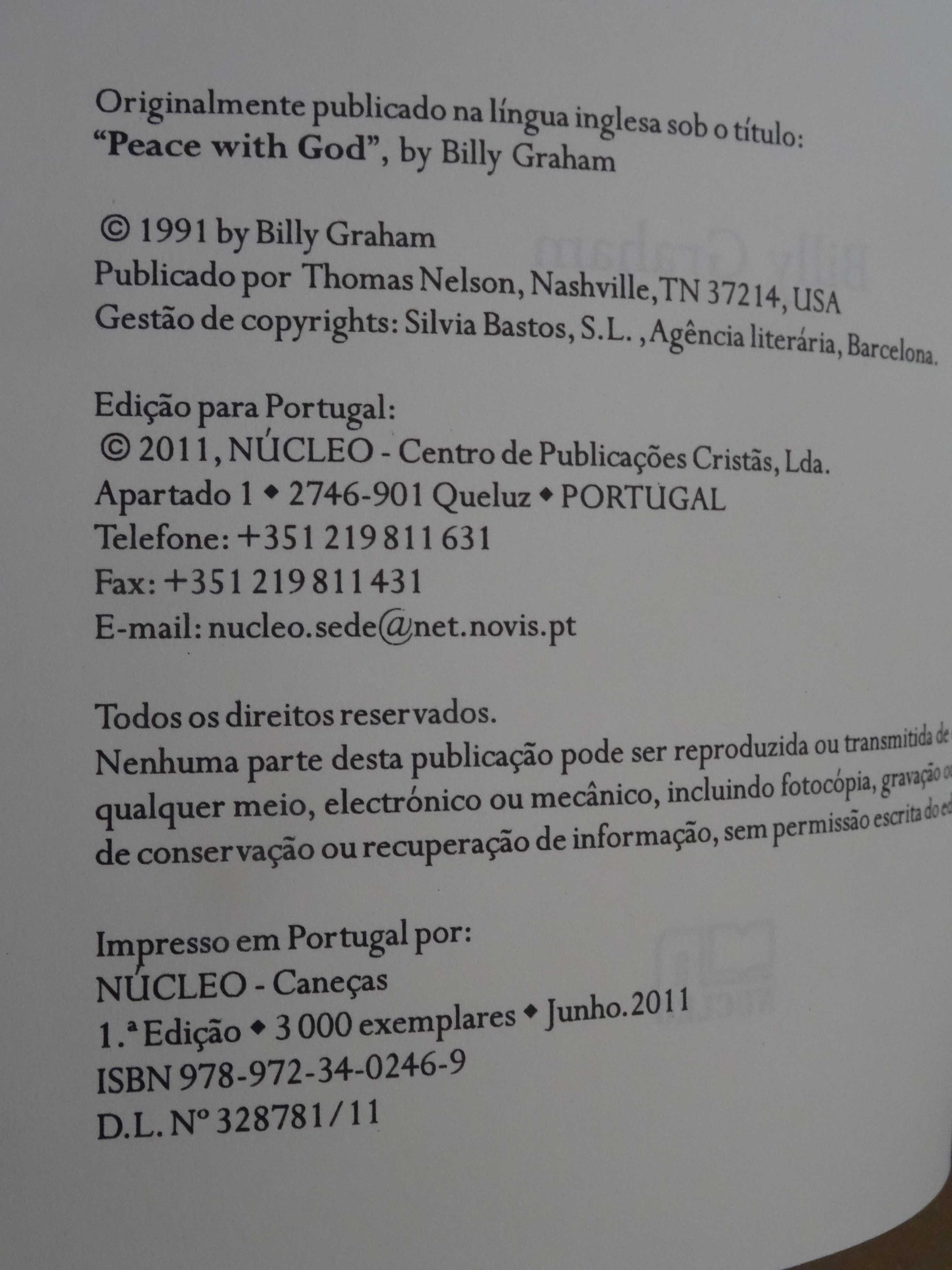 Paz Com Deus de Billy Graham - 1ª Edição