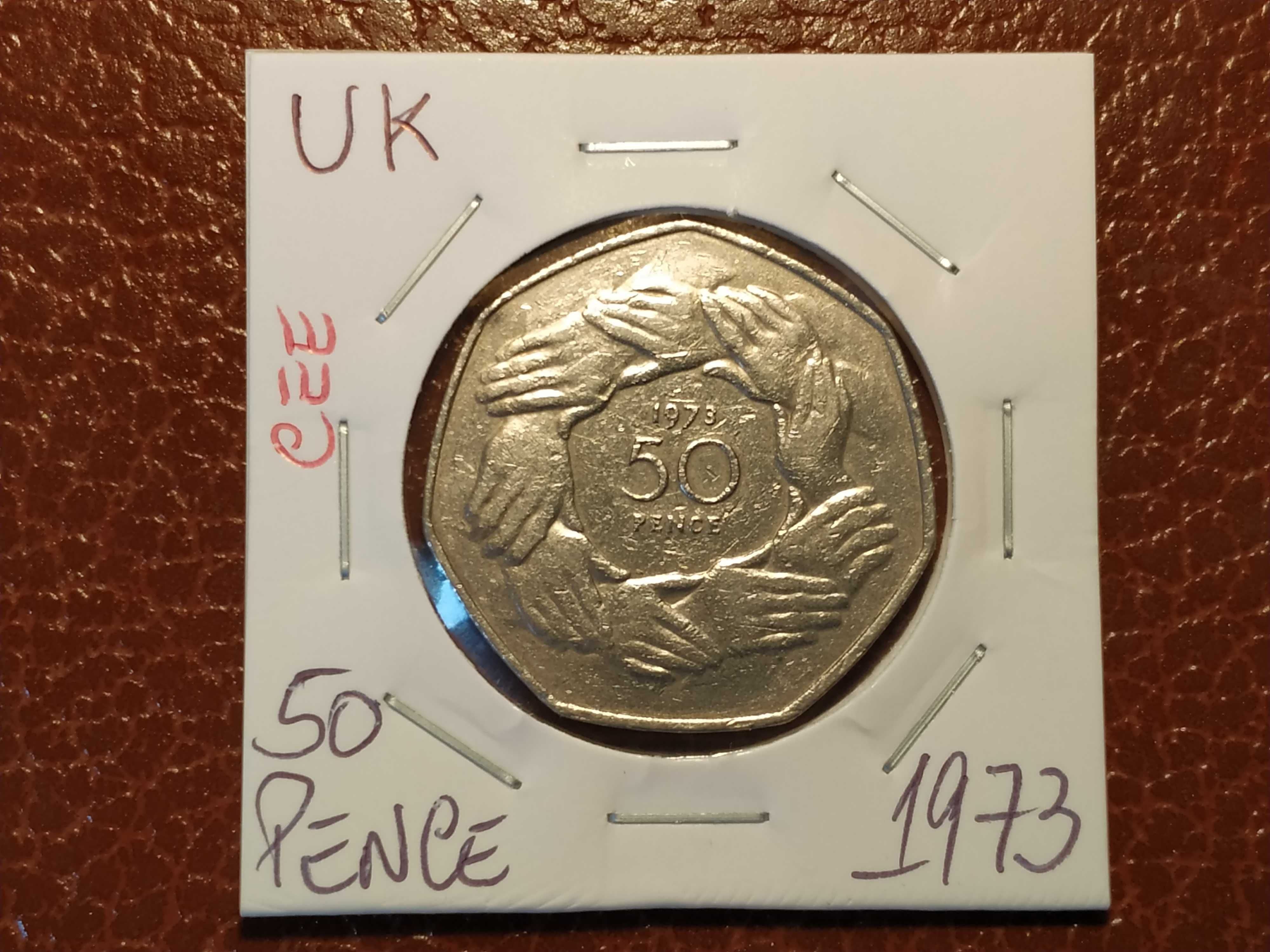 UK - moeda de 50 pence de 1973 CEE