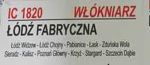 Tablica relacyjna pociągu IC Włókniarz