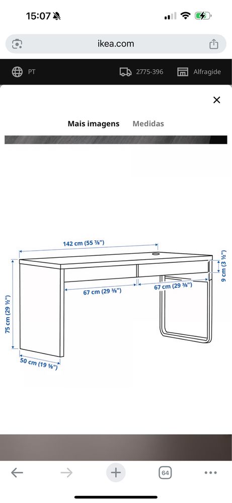 Secretaria Micke Ikea 142x150