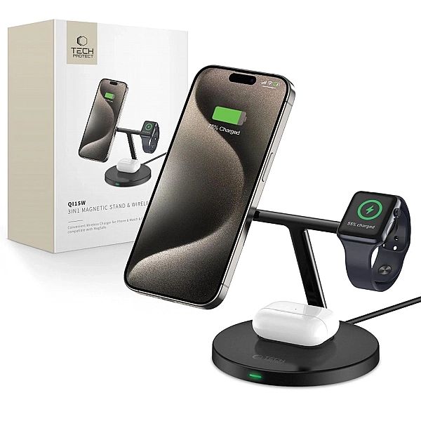 Ładowarka Tech-Protect QI15W-A35 indukcyjna 3w1 z MagSafe na telefon /