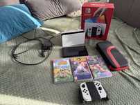 Nintendo Switch Oled + gry + etui