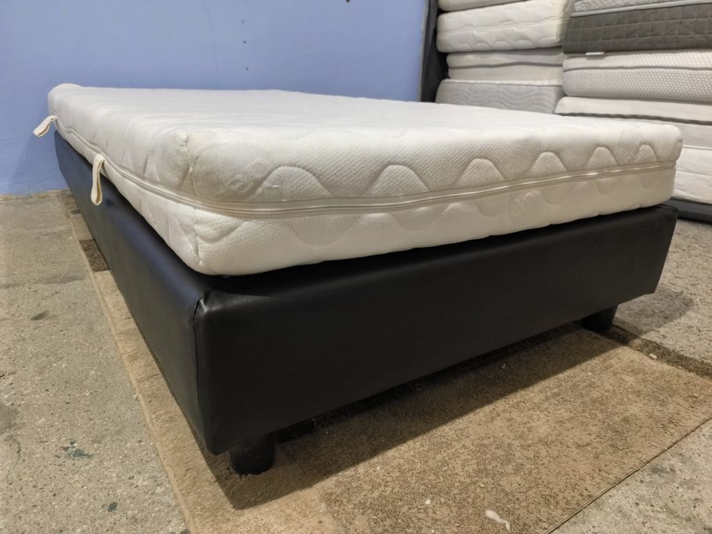 Łóżko kontynentalne 100x200 + Materac NOWA TAPICERKA rama LITE DREWNO