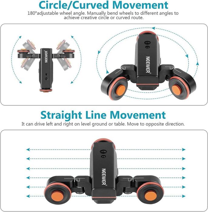 Dolly carrinho elétrico ajustável para câmaras DSLR Smartphones, GoPro