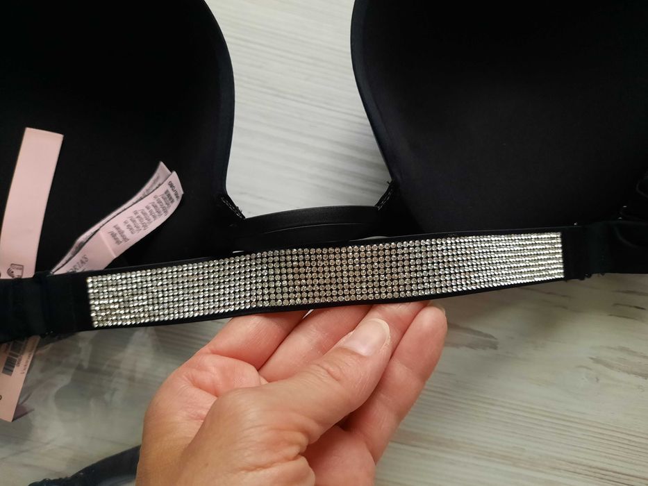 Черный бюстгальтер 36D 80Д чашка Д стразы Victoria's secret оригинал