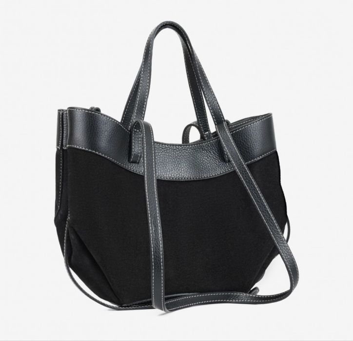 Сумка шопер замшева коричнева чорна тауп Сумка замшевая шоппер Италия