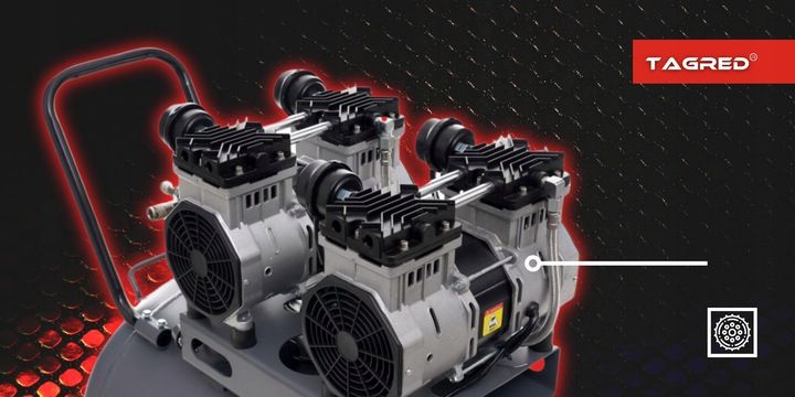 Sprężarka Kompresor Bezolejowy 6l 550w Dwutłokowy R2 10 Bar Cichy