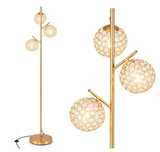 Lampa podłogowa COSTWAY 3 Globe złota E27 salon sypialnia 169 cm