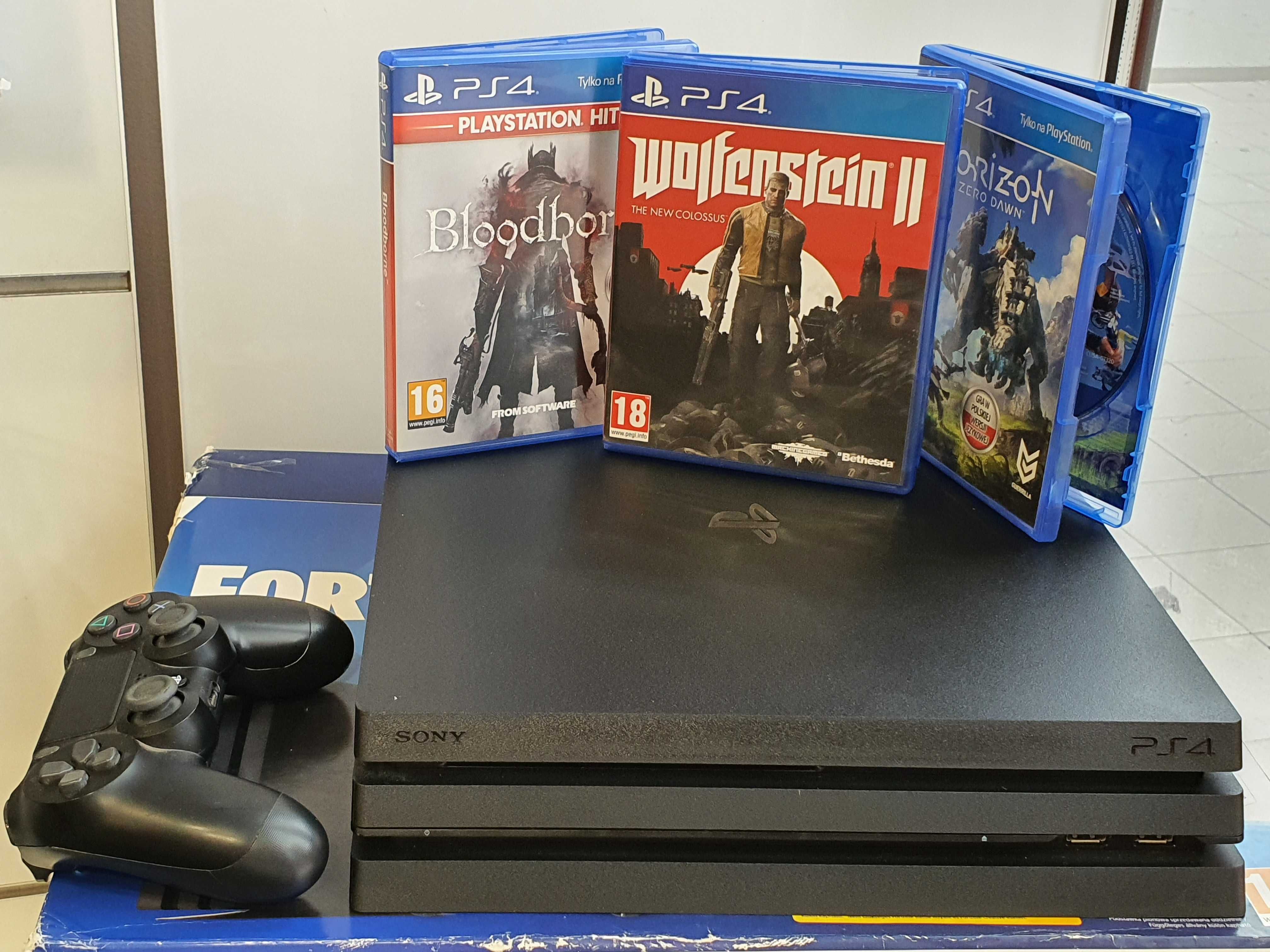 Konsola SONY PlayStation PS4 Pro+Wolfenstein+Horizon Zero+Bloodborne