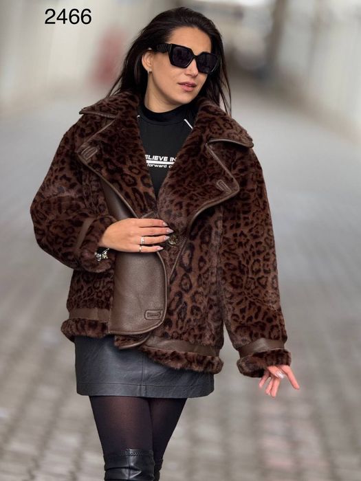 Комбінована жіноча шуба / дублянка