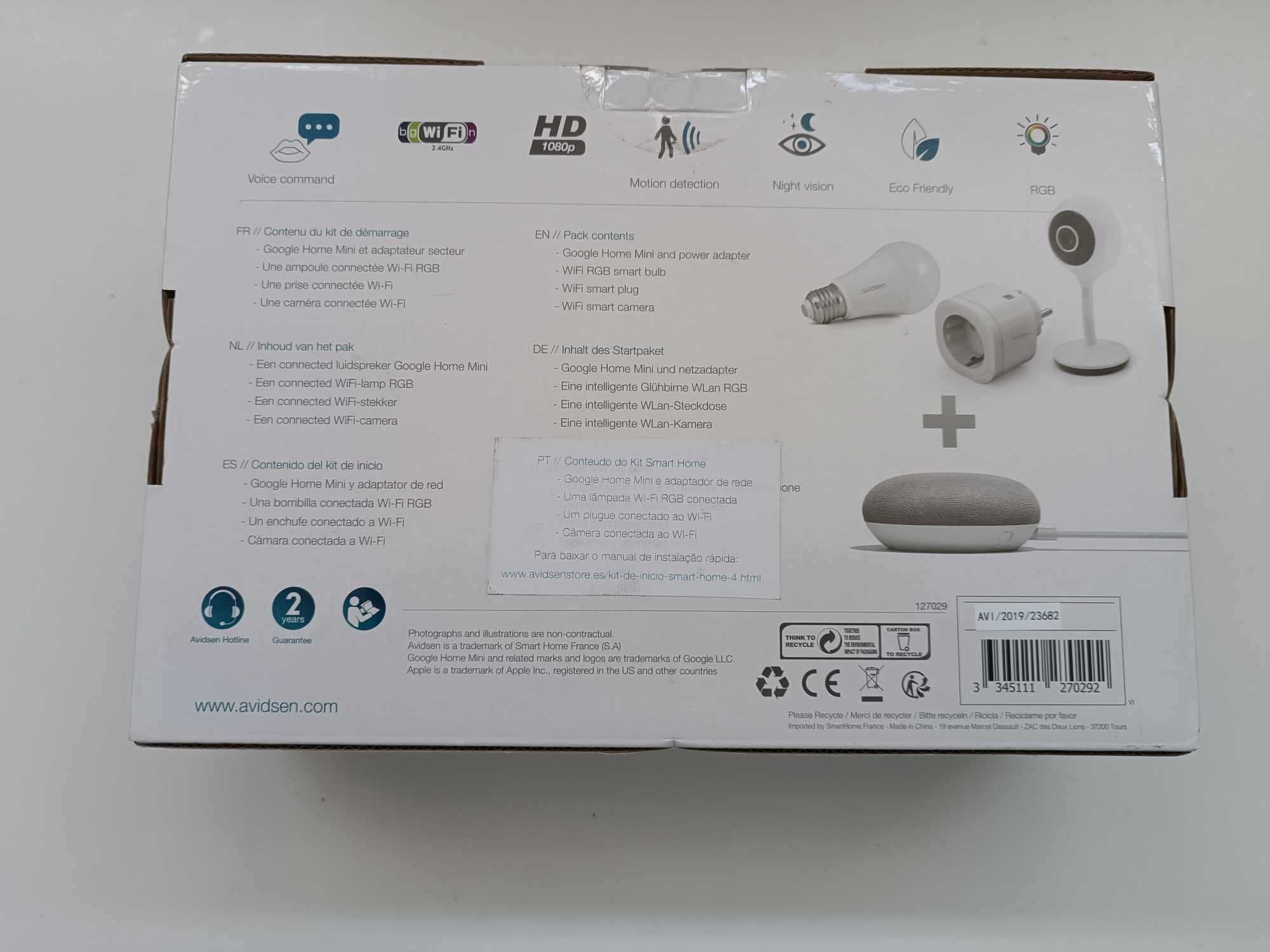 Kit Google Home (Google home mini, tomada, camara wi-fi e lâmpada)