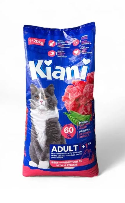 Корм для котів 20кг риба, курка, яловичина корм для котиків Кіані