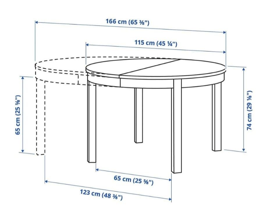 Stół IKEA rozkładany 115/166 wysokość 74cm okrągły