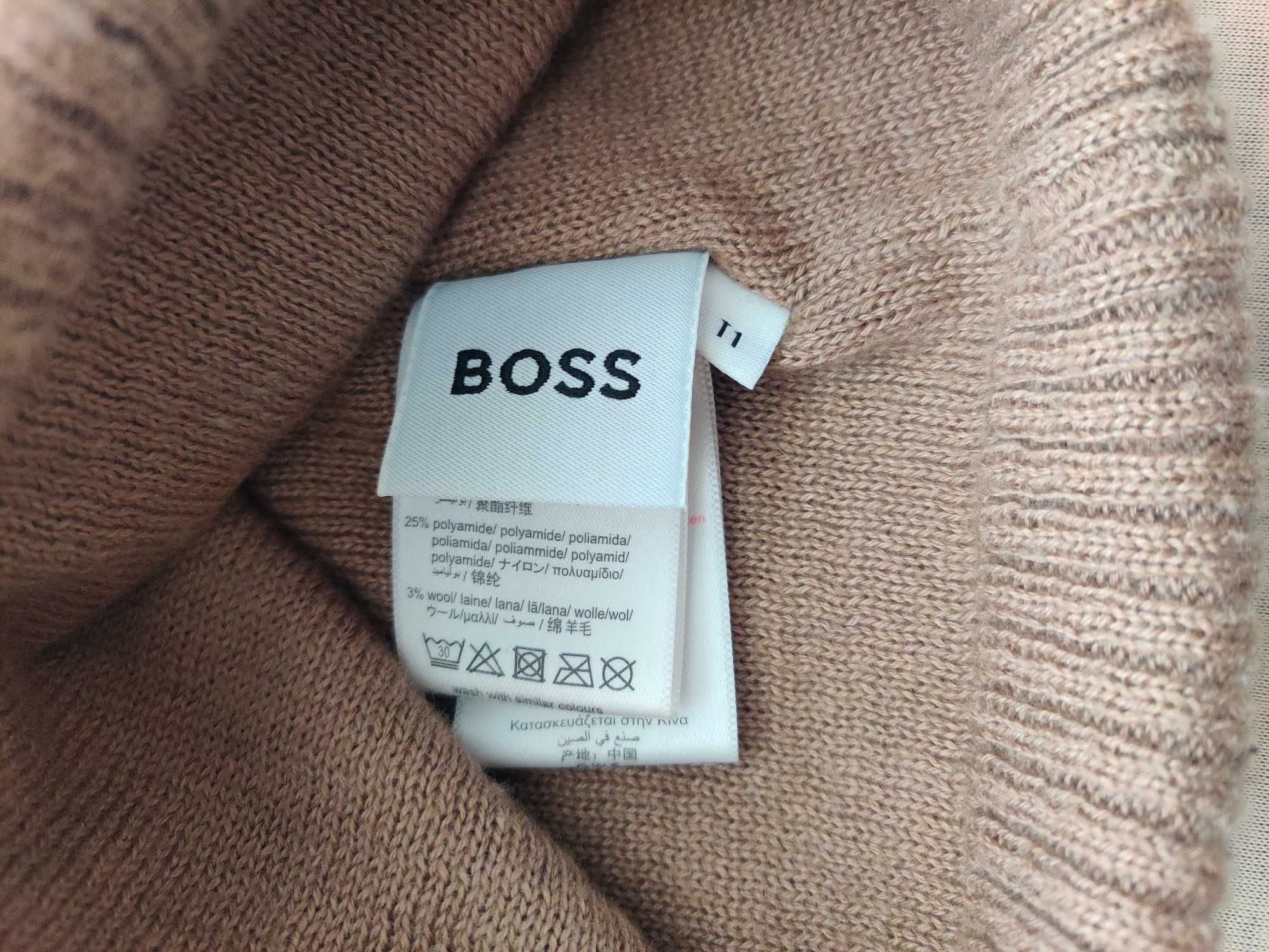 Boss Hugo czapka zimowa na zimę okazja beżowa oryginalna