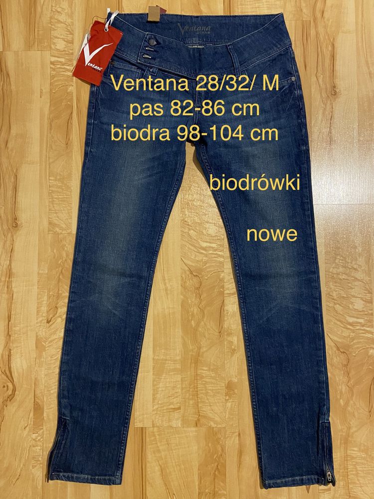 Ventana jeans biodrówki M pas 82-86 cm niebieskie dżinsy jeansy nowe