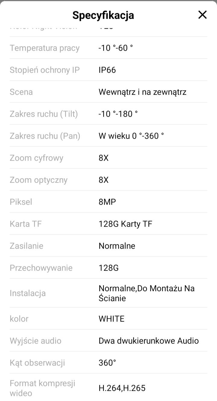 Zewnętrzna obrotowa podwójna kamera IP WIFI 8MP 8X 2,4/5 Ghz + 64gb