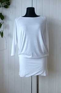 H&M biała bluzka oversize z przedłużonym dołem XS S