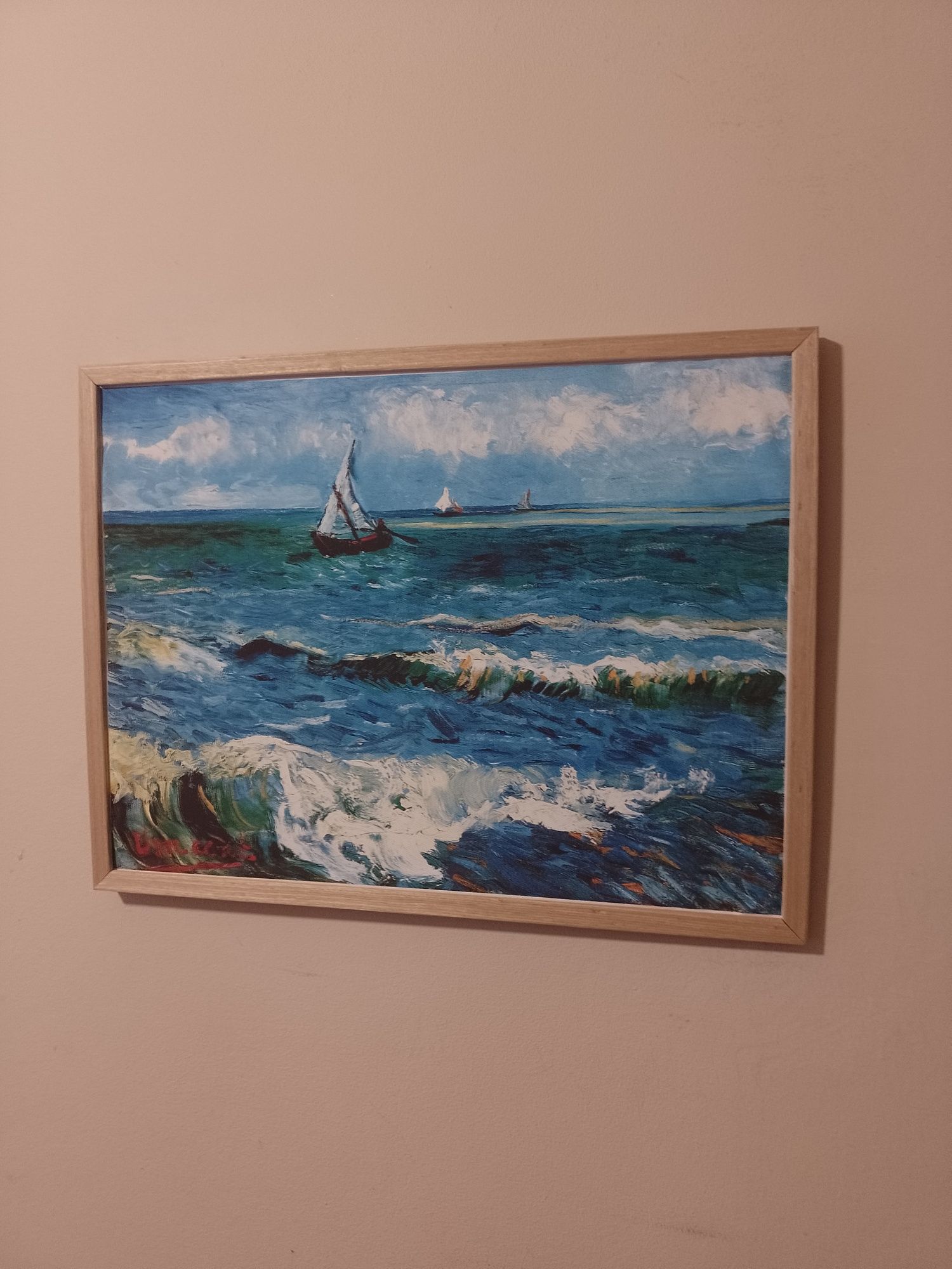 Obraz Pejzaż morski  reprodukcja Van Gogh na Płótnie w Ramce 40x30